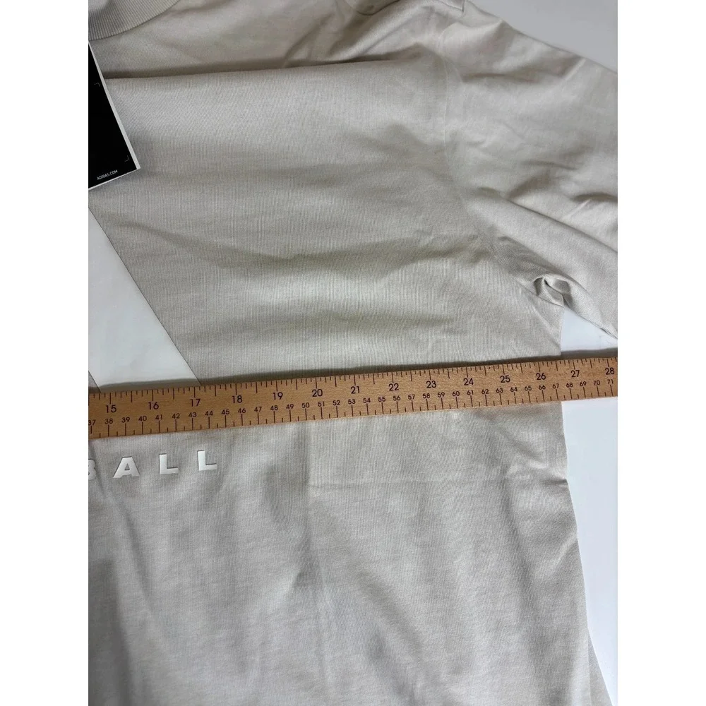 NWT Adidas Basketball Aluminium Shirt Mens XL Beige Short Sleeve Spellout Cotton